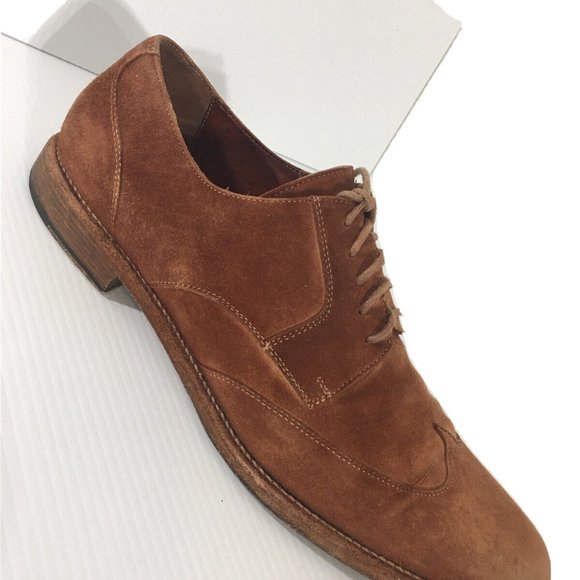 Vintage Cole Haan Mens Shoes 11.5 Suede Leather Wingtip Brown Italy main image 6